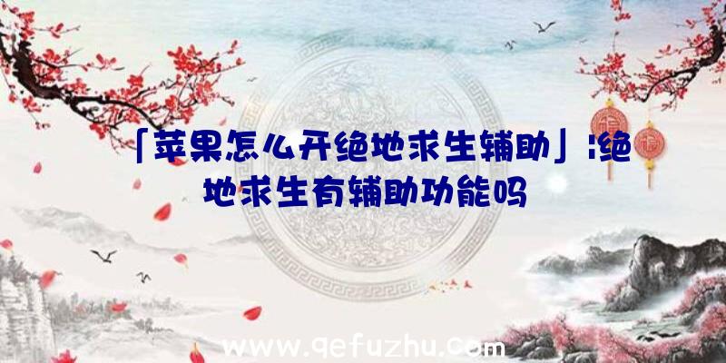 「苹果怎么开绝地求生辅助」|绝地求生有辅助功能吗